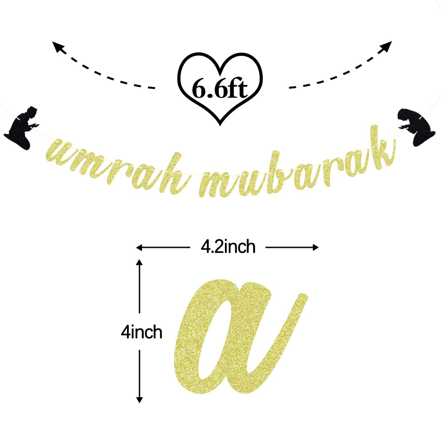 Festiko® Umrah Mubarak Banner, Eid Decorations, Ramadan Mubarak Backdrop, Ramadan Kareem Sign 2