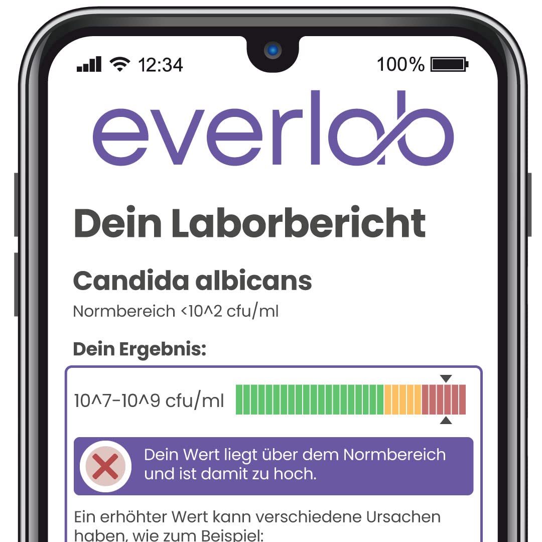 Candida Test – Candida albicans & weitere Pilze schnell & einfach zuhause testen | Stuhltest inkl. Zungenabstrich | Selbsttest für Zuhause