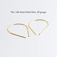 Vista 2 de 18mm Gold Filled 20 GA Upside Down Hoop Earrings Teardrop Hypoallergenic Lightweight Wire Drop Dangle Threader Hoops for Women