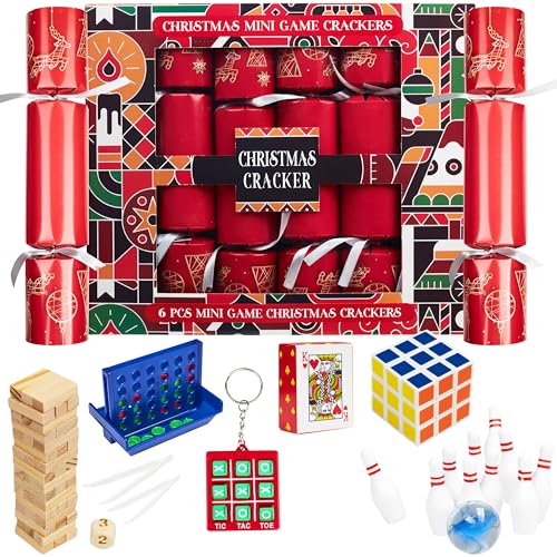 KreativeKraft Christmas Crackers Pack of 6, Mini Games or Wind Up Toys for Kids Family Dinner...