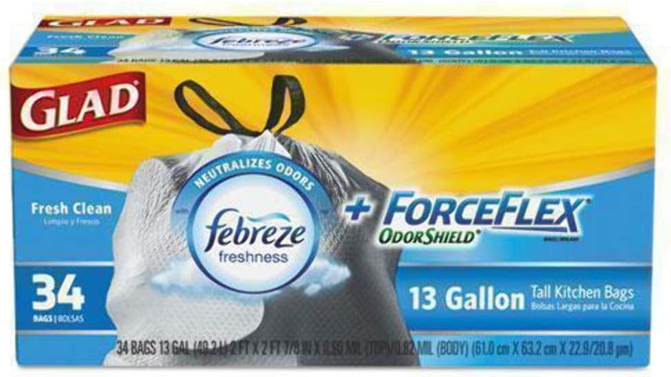 Trash Bags, Tall Kitchen Garbage Bags, 13 Gal, 34 Count