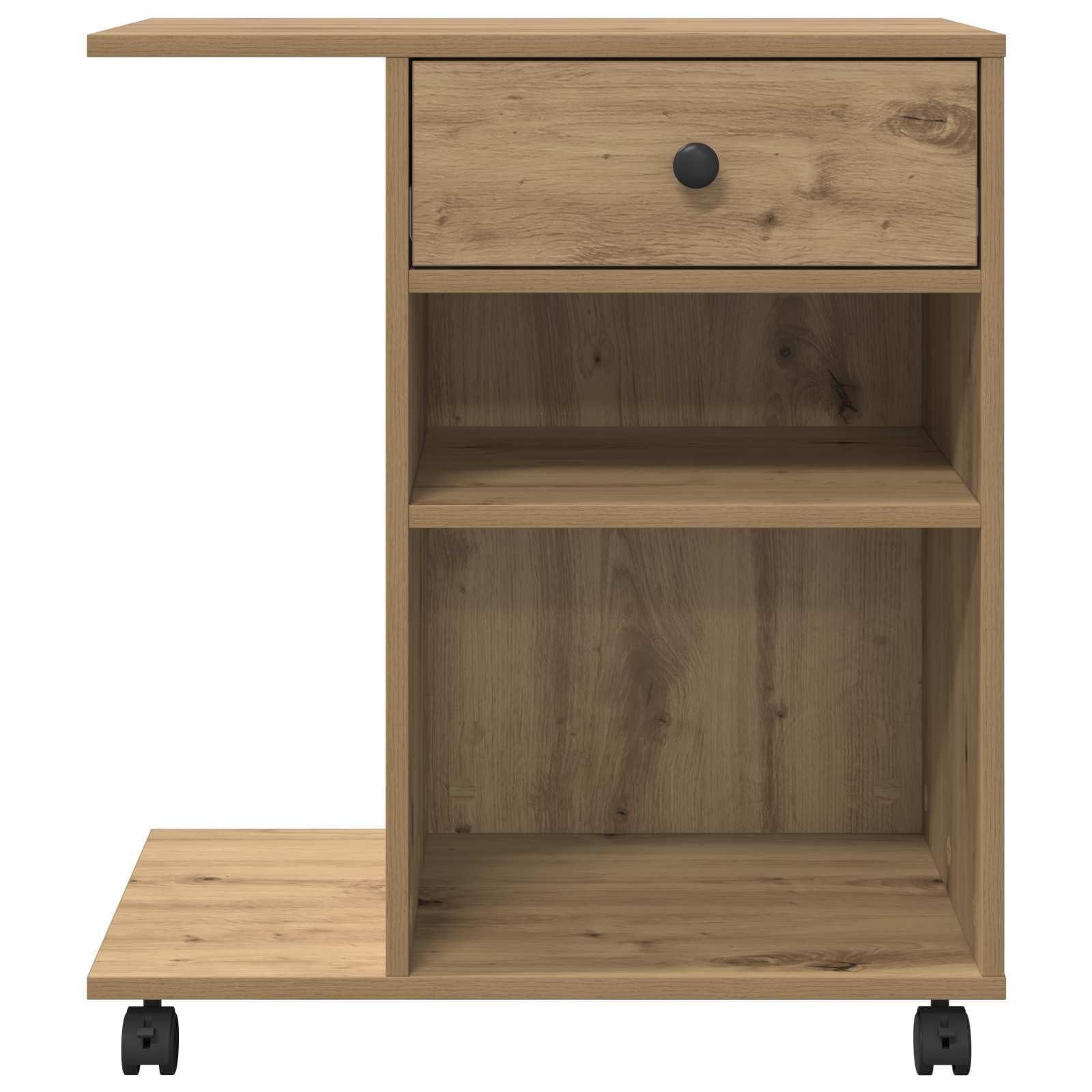 Druckerständer mit Rollen aus Holzwerkstoff, Eiche-Optik, 60 x 40 x 68,5 cm, mit Schubladen für Büroorganisation, rollbares Design für Flexible Nutzung