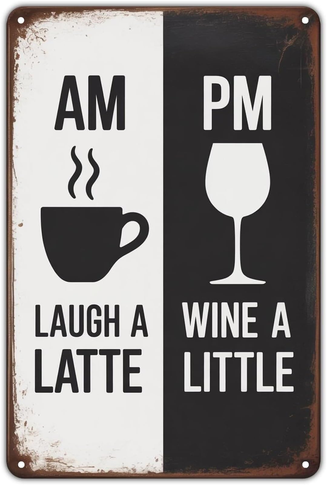 IDGTTLDF Coffee Wine Laugh A Latte Wine A Little Distressed Style Metal Sign For Farmhouse Cottage Cabin Shed Barn Wall 8 X 12 in