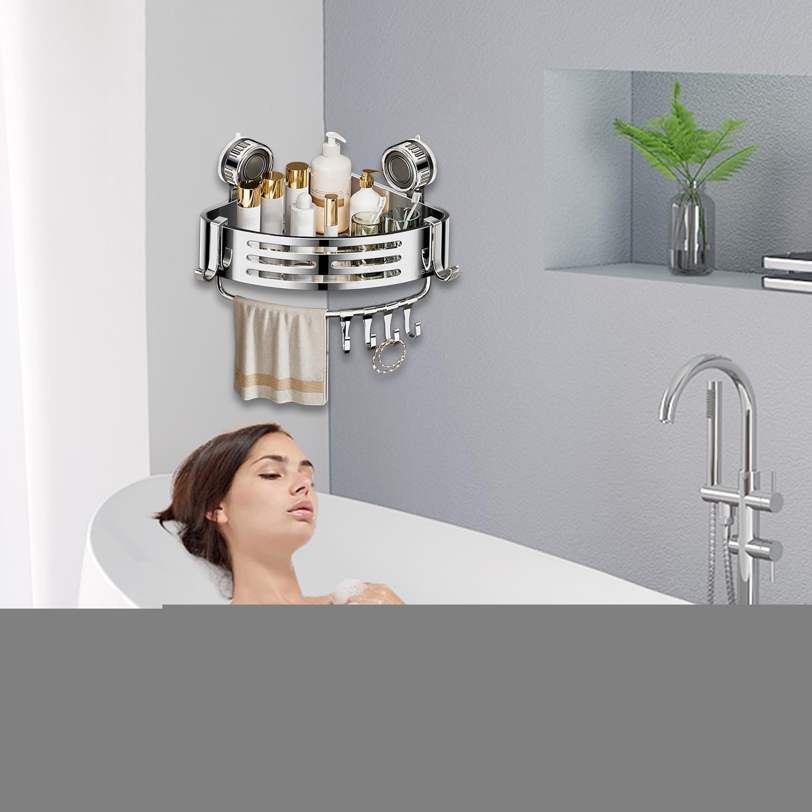 Mensola Doccia Ad Angolo Organizer A Parete Shampoo Cosmetici