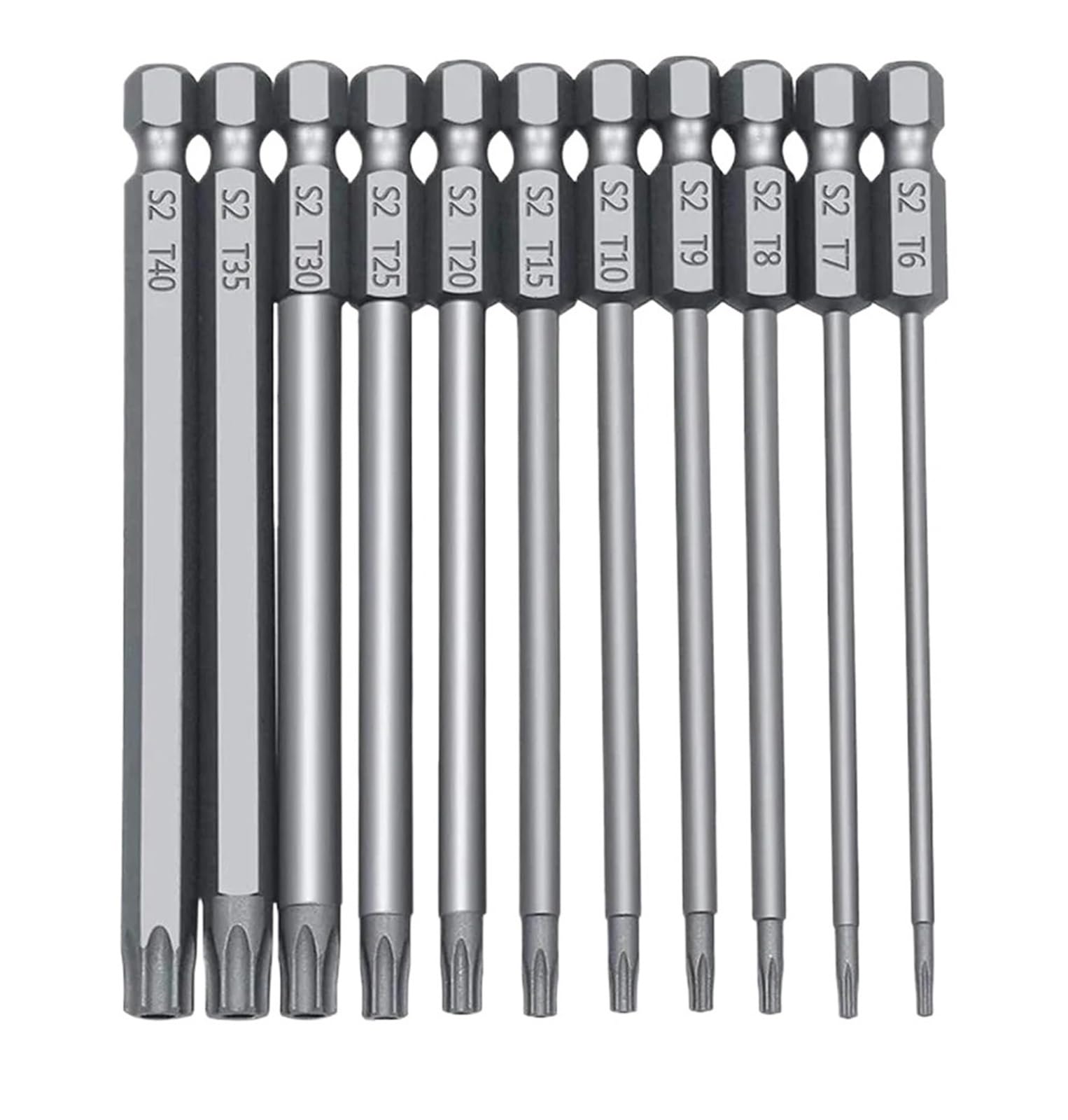 Eretyret Length 100Mm 11Pcs 11Pcs 1/4" Hex Bit Driver Magnetic Set Security Drill Screwdriver Flat Head 75/100Mm Easy To Carry(Length 100Mm 11Pcs)