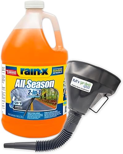 My Garden Pool Rain-X - Líquido de lavado 2 en 1 para todas las estaciones, 1 galón, máxima visibilidad, protección de embudo de plástico para