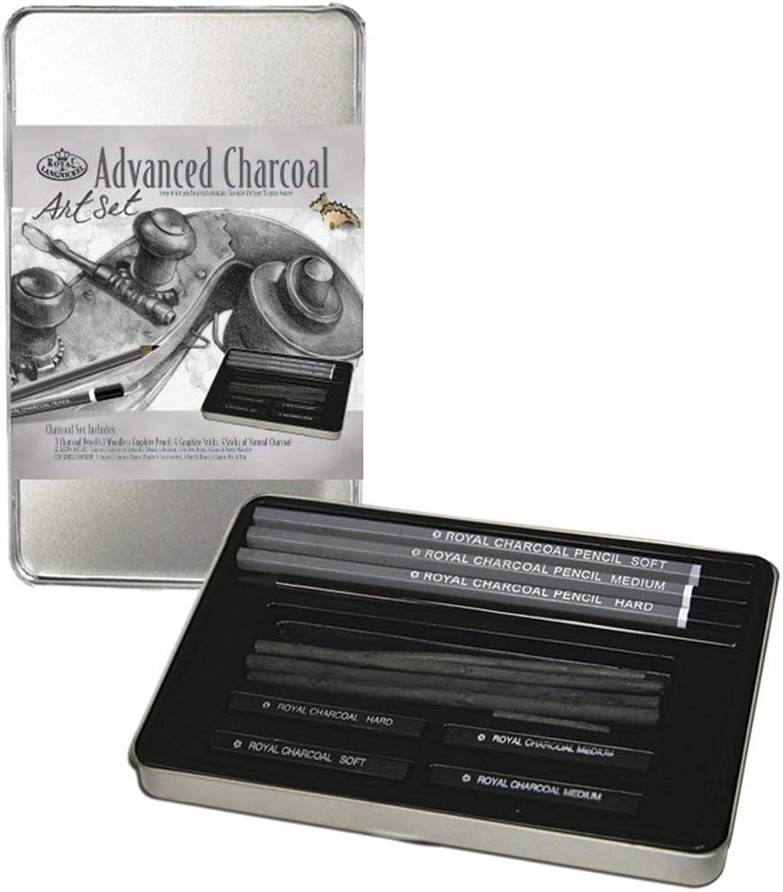 Advanced Charcoal Art Set W/Tin-