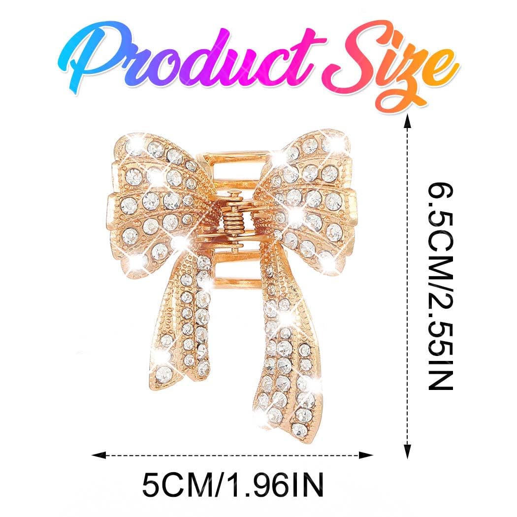 Fashey Rhinestone Claw Clips Gold Bow Hair Clip Small Metal Hair Claw Clips Hair Accessories for Women - Image 6