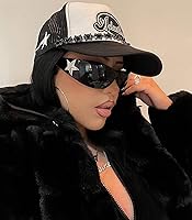 Vista 2 de Gafas de sol Y2K sin montura para mujeres y hombres, gafas de sol envolventes de moda, de gran tamaño, sin marco, gafas de sol de moda