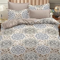 Funda Nordica Para Cama De 135 Ikea Juego de Funda Nórdica 4 Piezas Cama 135 Microfibra Suave Transpirable - 1 Funda Edredón 220x220 cm, 1 Bajera 135x200+28 cm y 2 Fundas de Almohada 50x75 cm (Color Mandala)