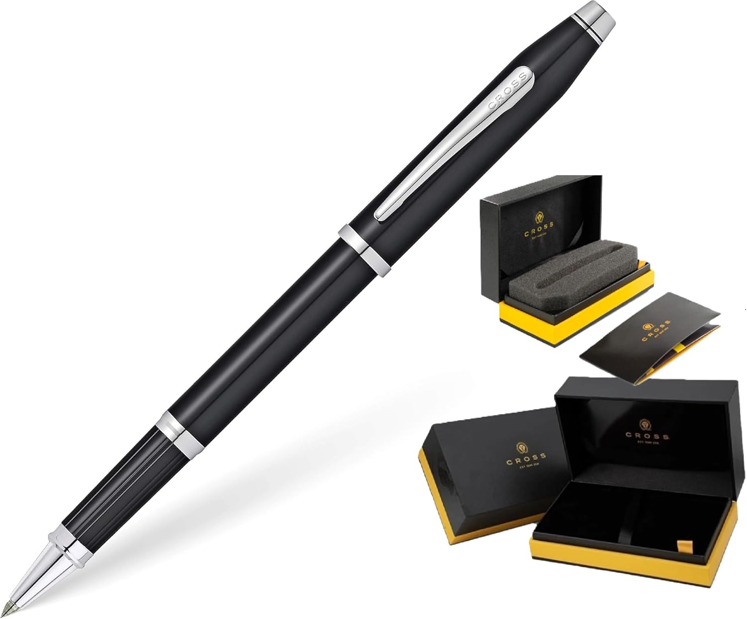 Cross Century II Refillable Gel Ink Rollerball Pen, Medium Rollerball, Includes Luxury Gift Box - Black Lacquer