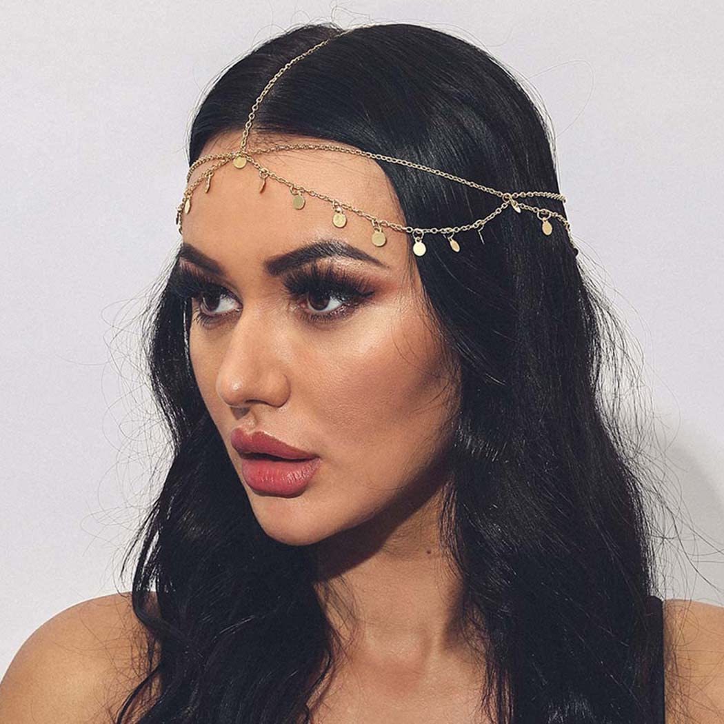Yean Gold Sequins Head Chain Halloween Costume Headpiece