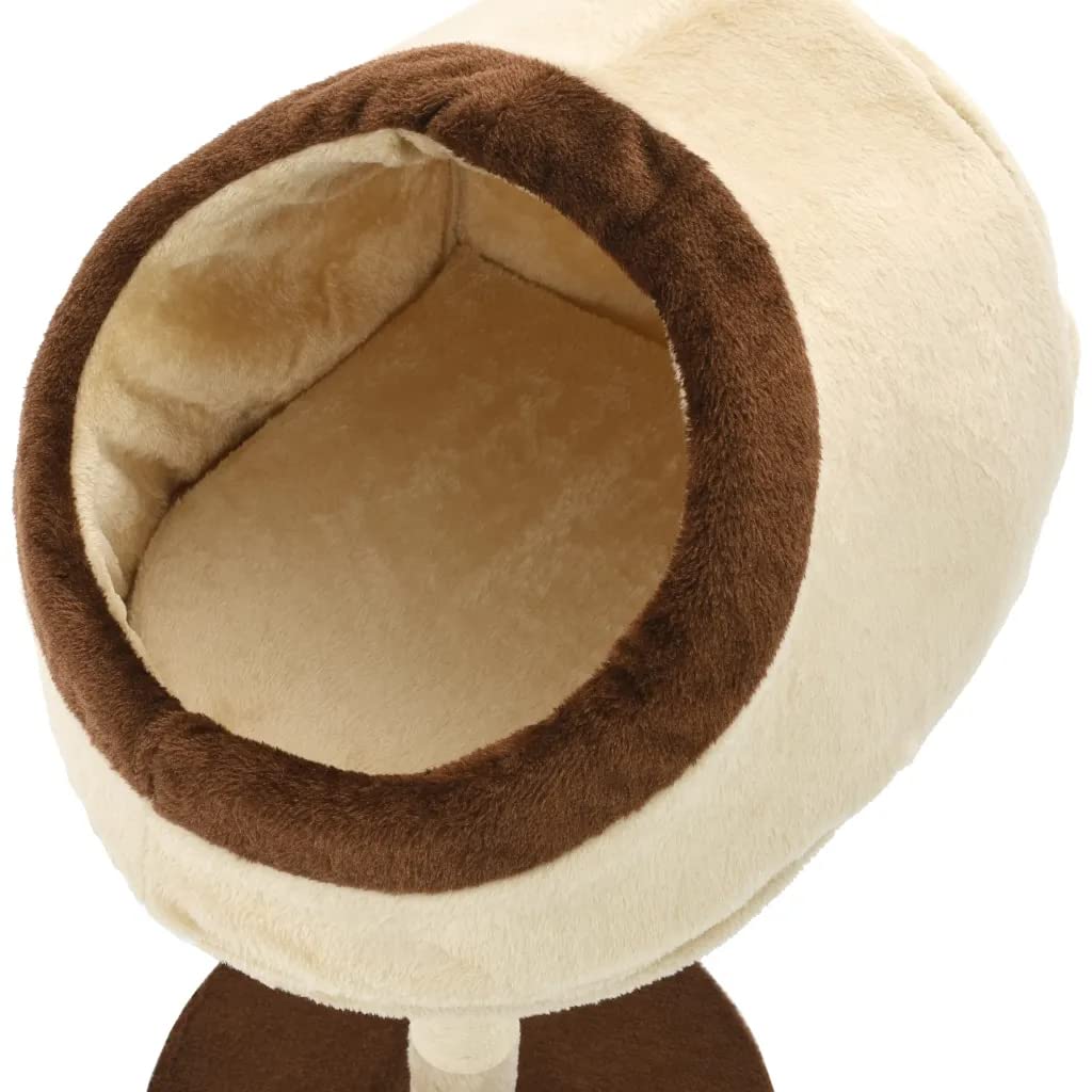 Tiragraffi con Tiragraffi in Sisal 72 Cm Tiragraffi in Peluche Beige E Marrone per Piccoli Animali Domestici