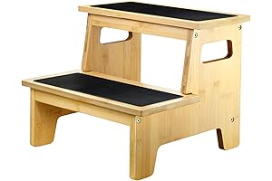 Bamboo Toddler Stepping Stool with Pads for Adults