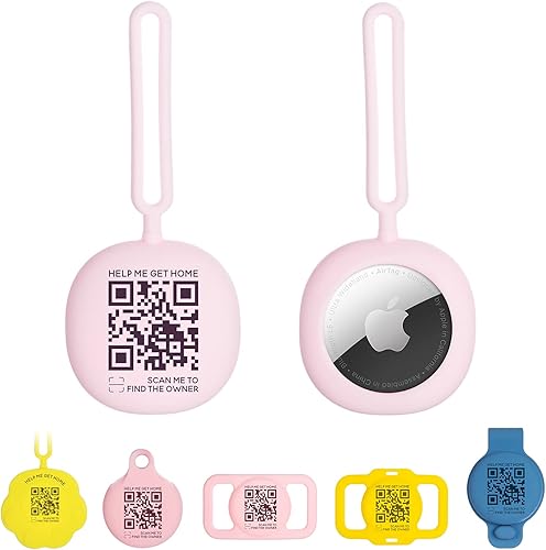 THELUCKYTAG Soporte mejorado para AirTag con código QR, compatible con Apple Airtag, collar de perro y gato, soporte de bucle para AirTags - Funda