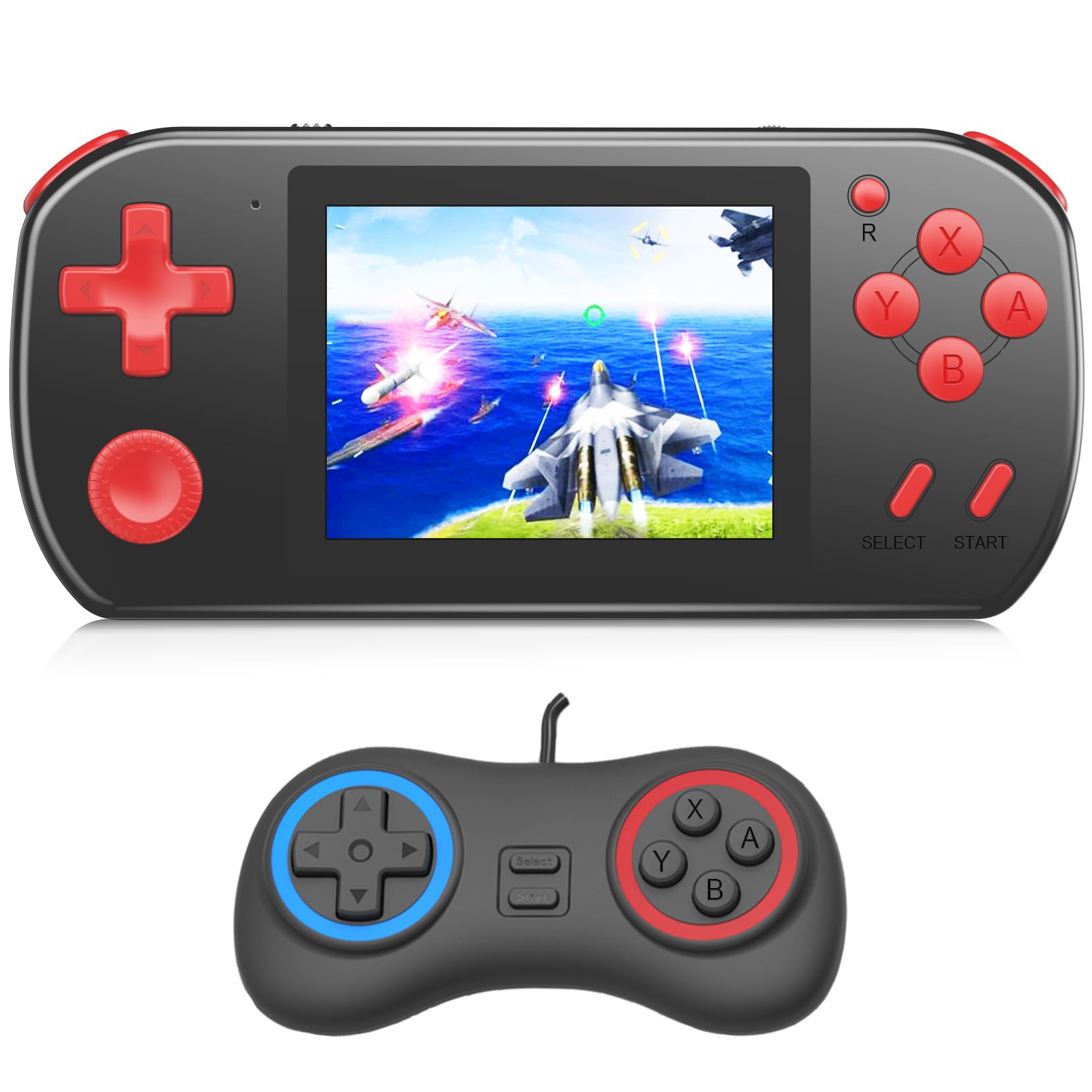 Handheld Game for Kids Adults Built-in 270 Retro Video Games, Portable Gaming System with Rechargeable Battery Gamepad, Mini Arcade Toys Supports 2 Players Birthday Xmas Gifts, Black