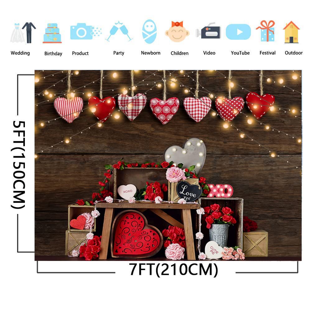 Amazon | MECOLO 7 x 5フィート バレンタイン背景 写真撮影用 素朴な