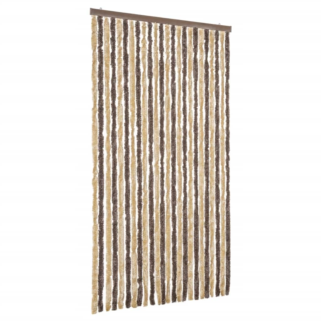 vidaXL Fly Curtain, Insect Protection for Home, Mobile Home, Caravan, Door Curtain with Hooks, Thread Curtain, Insect Curtain, Dark Brown Beige Chenille โ image 1