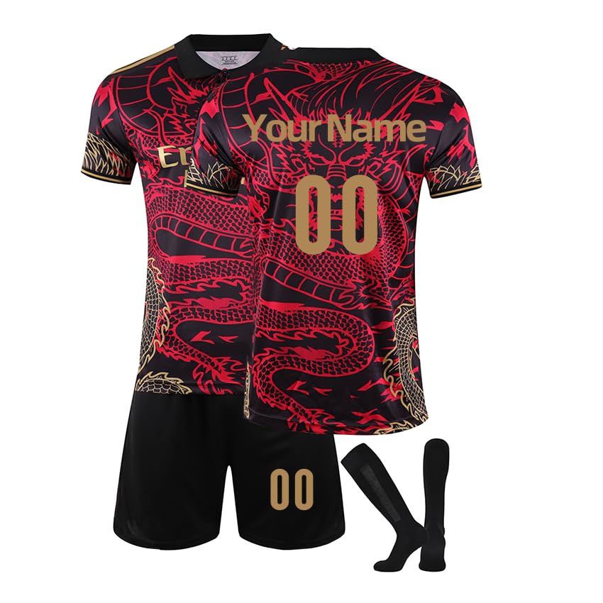 Camisetas De Futbol Niño Equipaciones de Entrenamiento de fútbol Niño con Tu Nombre y Número Personalizadas Futbol traje Trae pantalones cortos y calcetines Adecuado para adolescentes y niñas.