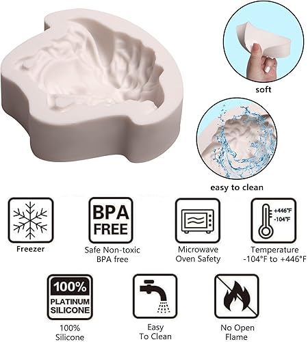 Miniatura 3 de Medusa - Molde de silicona para fondant, molde para hornear chocolate de diosa de mitología, molde de decoración de cabeza de dibujos animados para