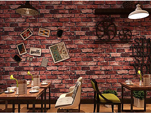Papel pintado de mampostería roja autoadhesivo de 53cm x 950cm para decoración de muebles 2