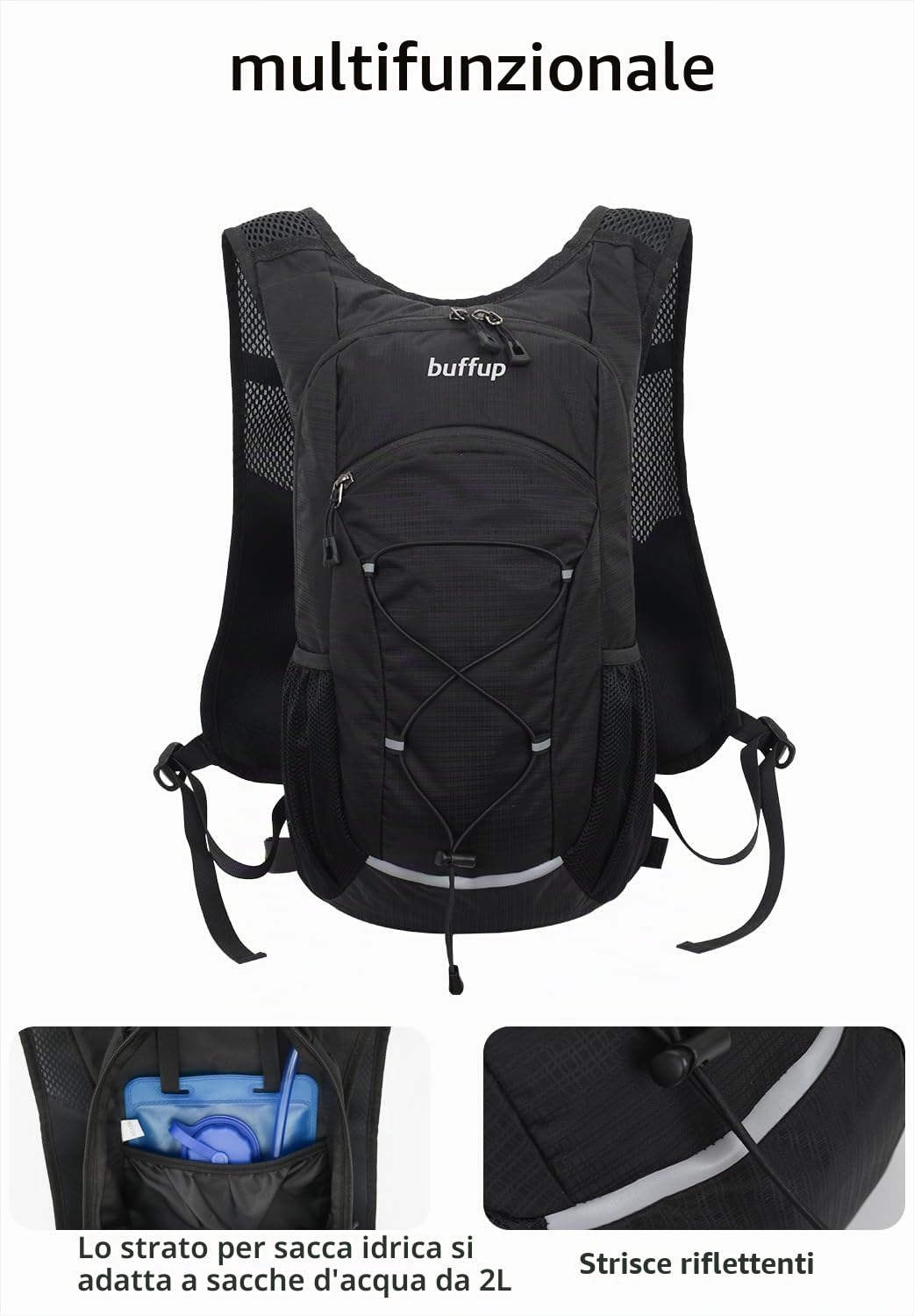 Zaino leggero da escursionismo da 15L, zaino piccolo per bicicletta, zaino per l’idratazione, adatto per speedhiking, MTB, sci e sport all’aperto.