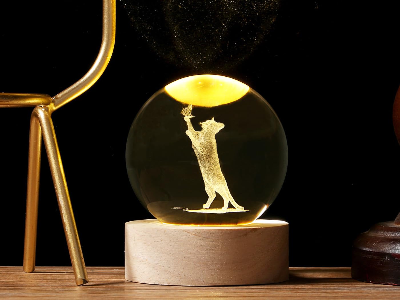 SAHOOTTIE 60mm 3D Cat Crystal Ball Cats Paperweight Cute Cat Gifts for Cat Lovers Cat Themed Gifts Cat Ornaments Cat Gifts-C - Image 2