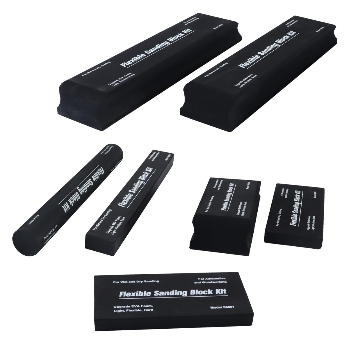 DUZEPA 7PCS Sanding Block Kit, EVA Foam Wet or Dry Automotive Sanding Blocks for Automotive Car Bodywork Paint and Woodworking