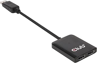 CLUB 3D CSV-6200 Multi Stream Transport (MST) DisplayPort to DisplayPort Multi Monitor Splitter - 2-Port MST Hub - DP 1.2 to 2X DP MST Hub USB Powered