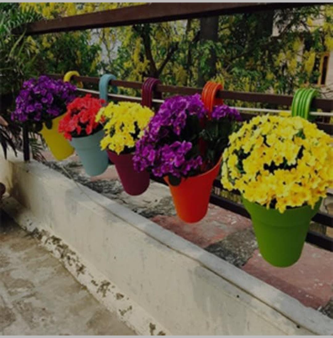 8 Inch Hanging Planters - 6 Pack Red -3