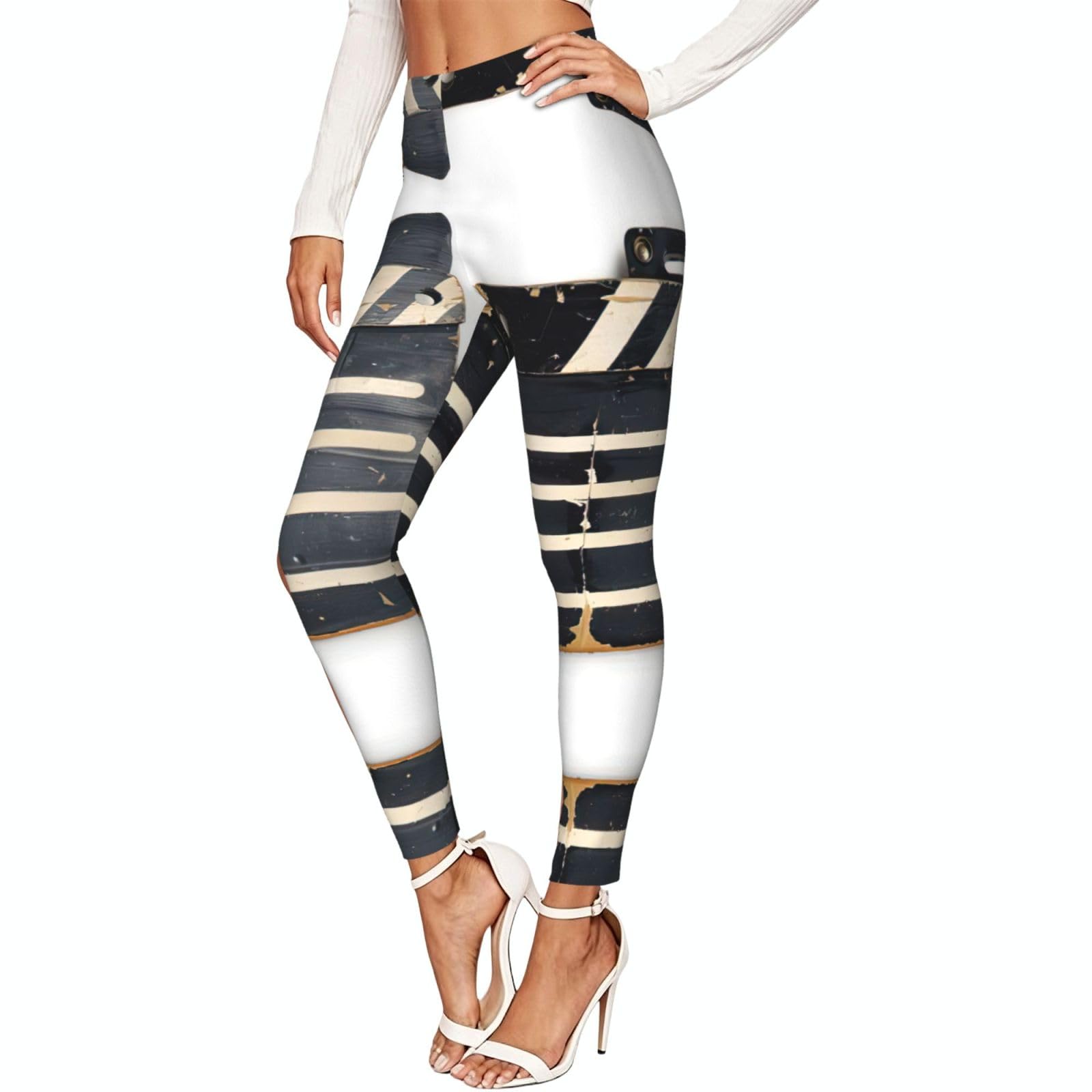 Leggings clásicos de compresión para mujer, mallas deportivas con estampado negro para gimnasio 7