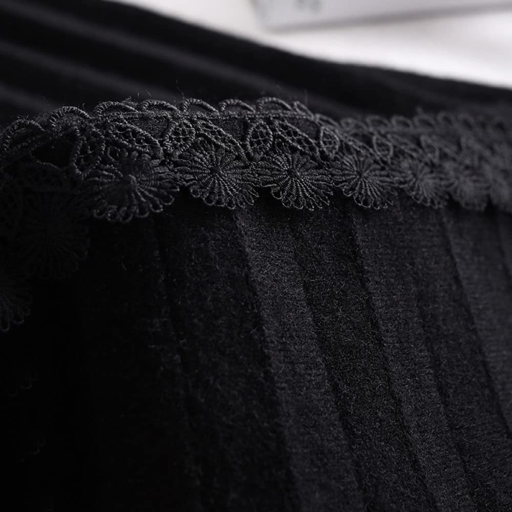 Rock Damen,Damen-Midirock, Schwarz, Elastisch, Mit Hoher Taille, Knopf, Spitze, Gestrickter, Plissierter Regenschirmrock, Schmaler A-Linien-Schaukel, Geraffte, Elegante, Lange Röcke Für Mädchen,