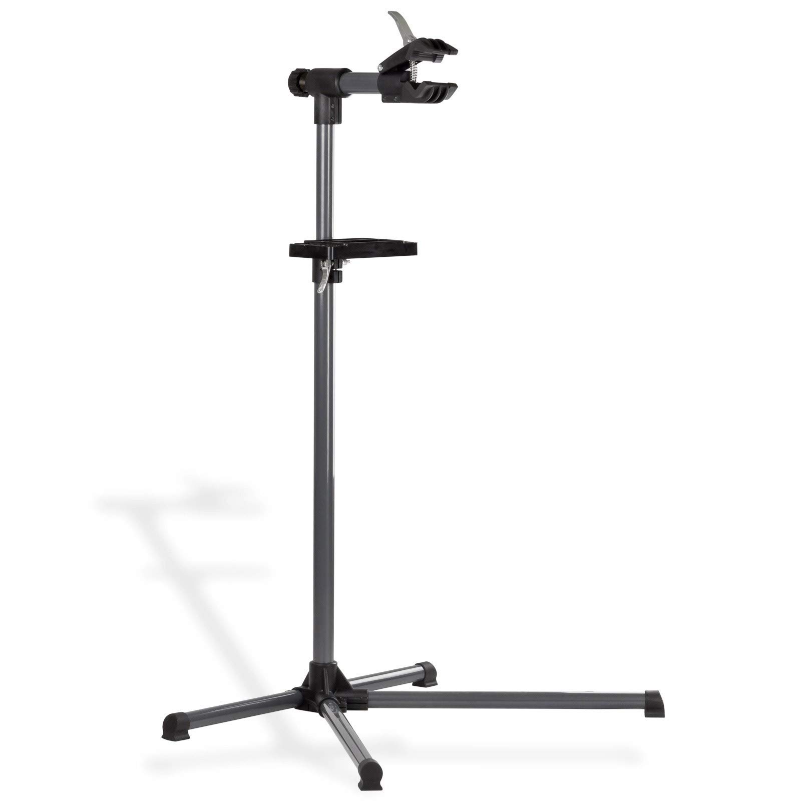 DEMA Fahrrad Montageständer 360°, Radständer, höhenverstellbar, drehbar, klappbar, gummierte Haltekralle, Werkzeugablage, stabil, für Reparatur, Wartung, Oversize-Rahmen, platzsparend zerlegbar