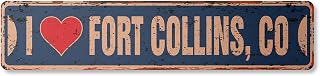 I LOVE FORT COLLINS COLORADO Vintage Plastic Street Sign co city state us wall road décor gift | Indoor/Outdoor | 36" Wide
