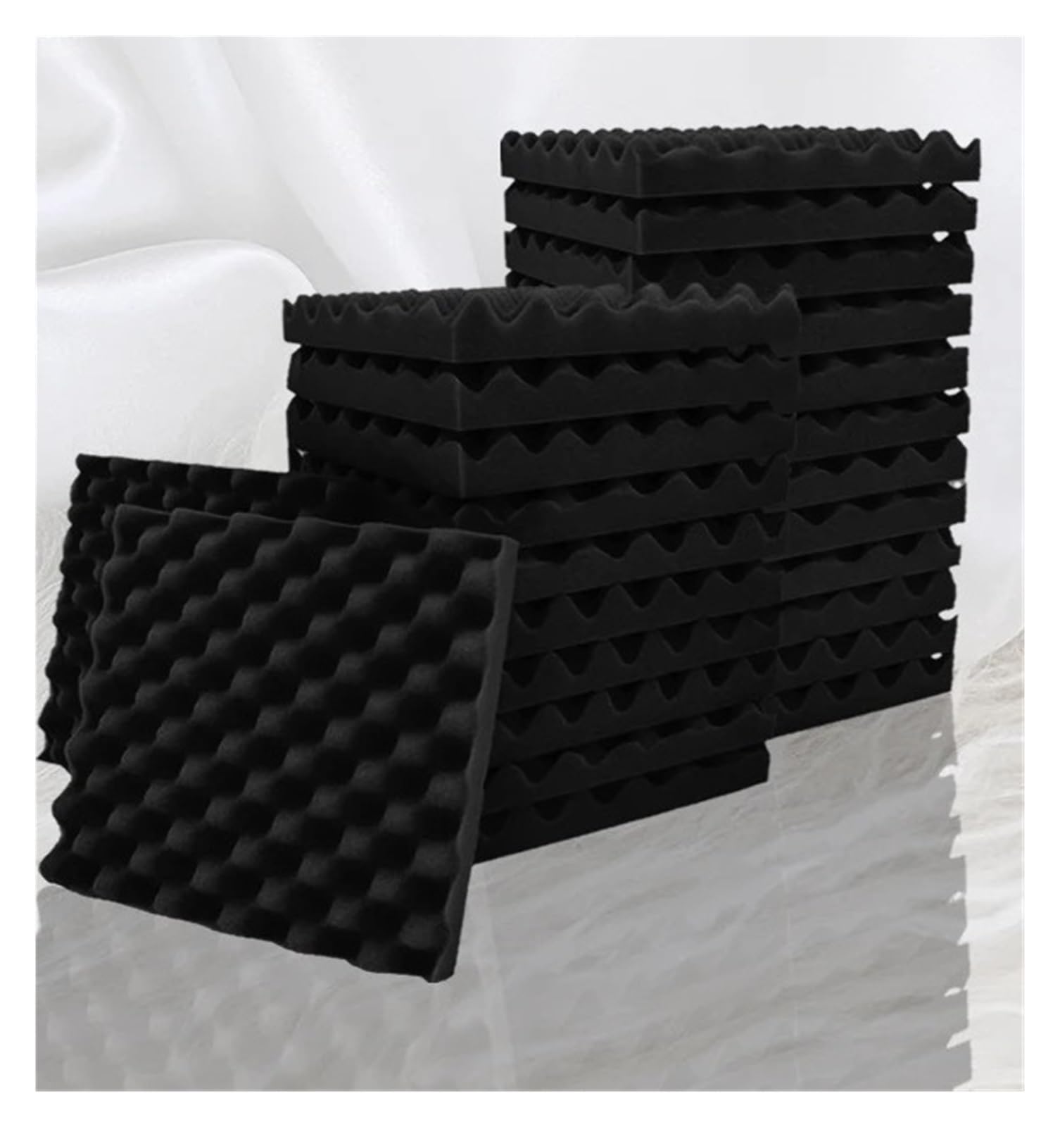 Pannelli in Schiuma Acustica Schiuma fonoassorbente for pareti a trogolo, 6, 12, 24, 48 pezzi, densità, materiale, schiuma acustica, isolamento acustico del soffitto(Green,24 Pcs With Tapes)