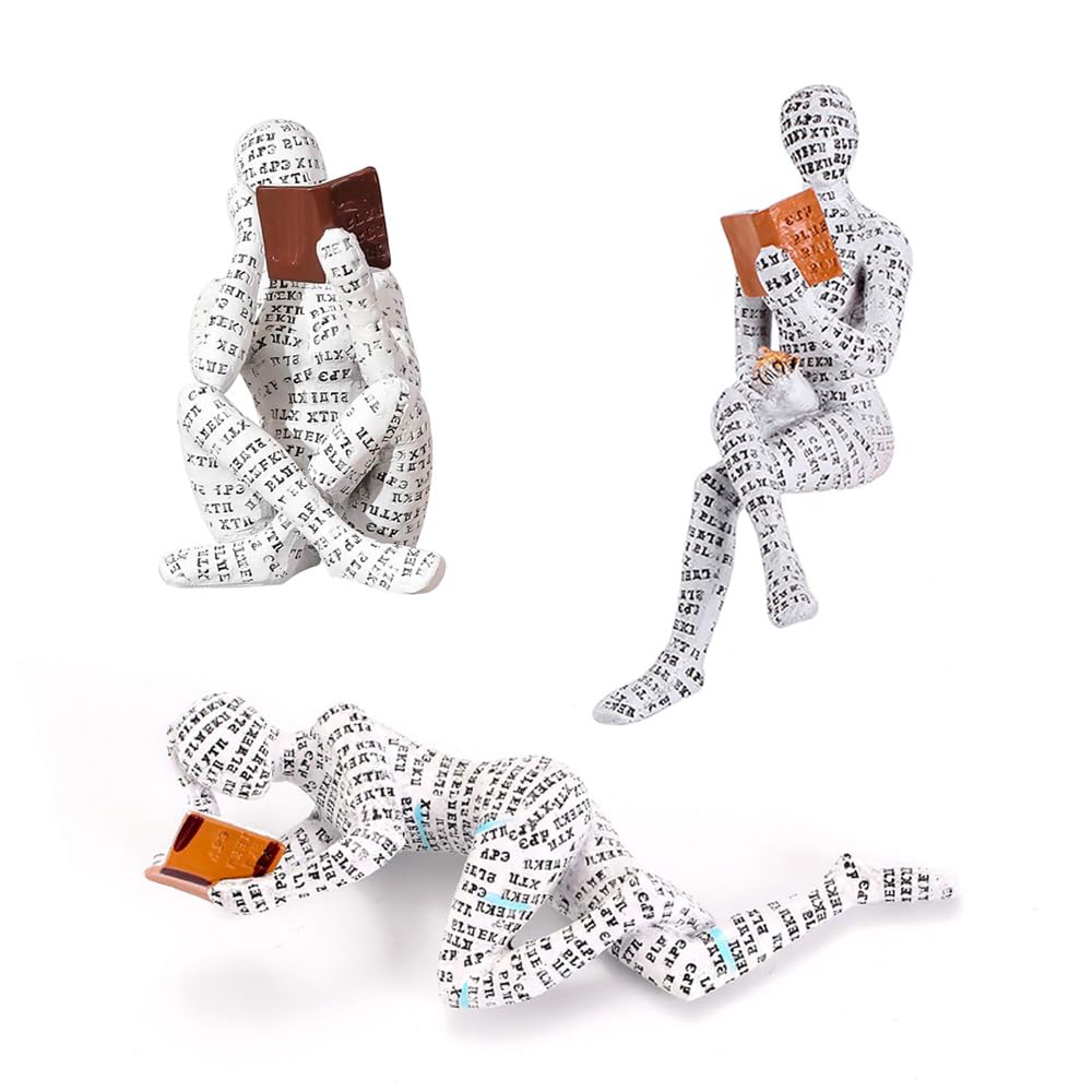 Modern Reading Woman Figurine - Home Decor Pulp Thinker Statu, Reading Women Sculpture Decoration for Home, Office, Living Room and Bookworms Abstract