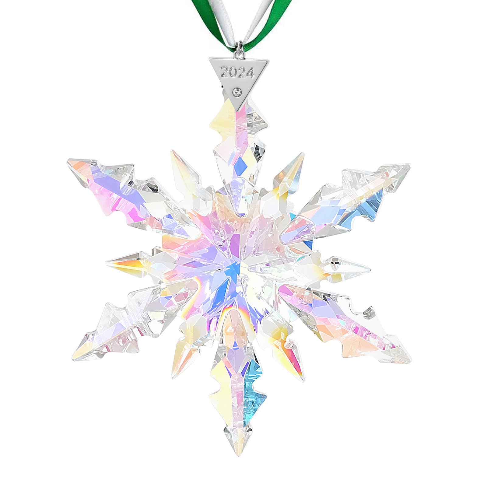 PHIMAS 2023 Annual Christmas Ornaments Crystal Snowflake Star - Christmas Tree Ornaments Pendant Crystal Sun Catcher Home Hanging Decor (Colorful 2023)