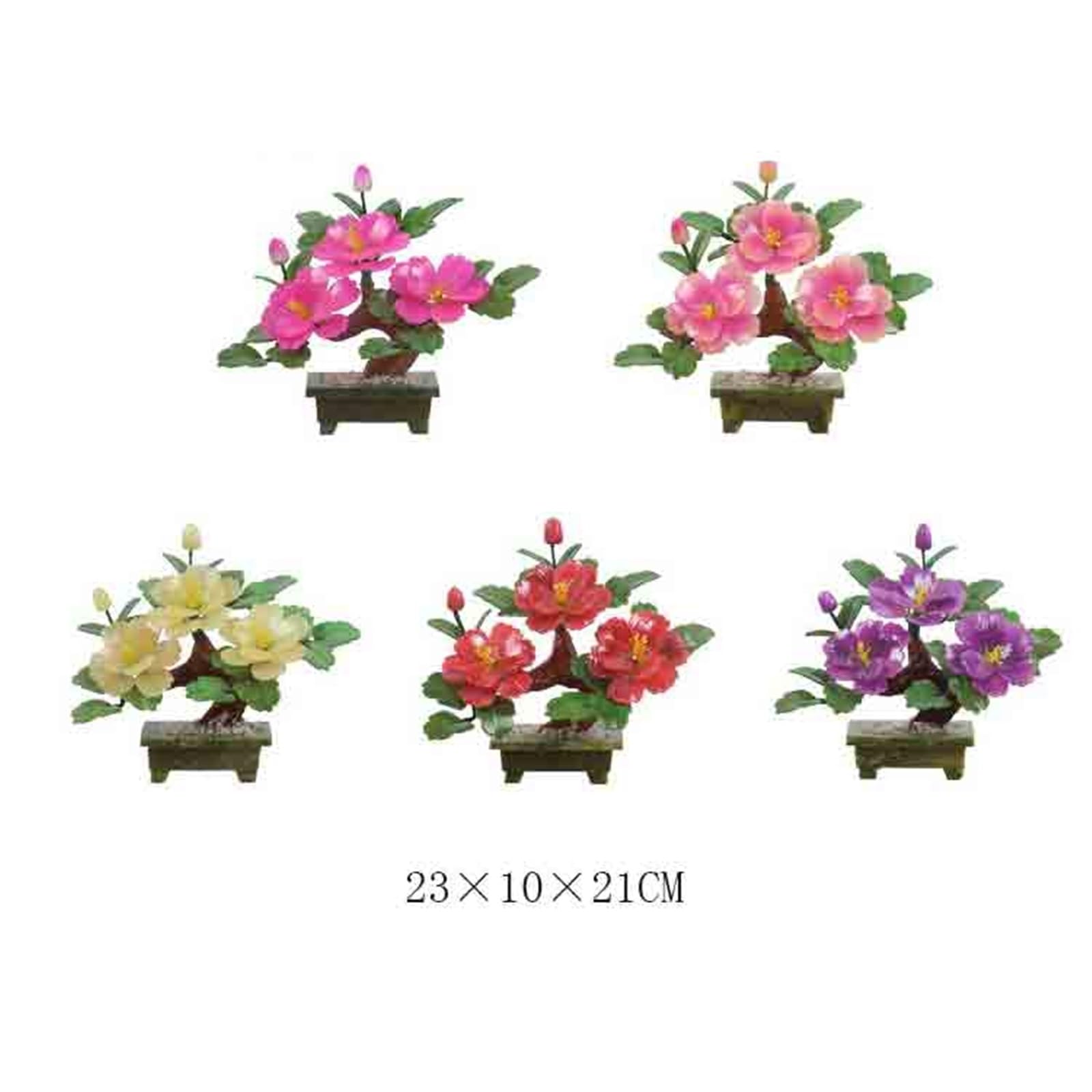 Pianta artificiale in vaso, bonsai di giada, peonia retrò, artigianato cinese, pianta artificiale in vaso (viola) (multi)