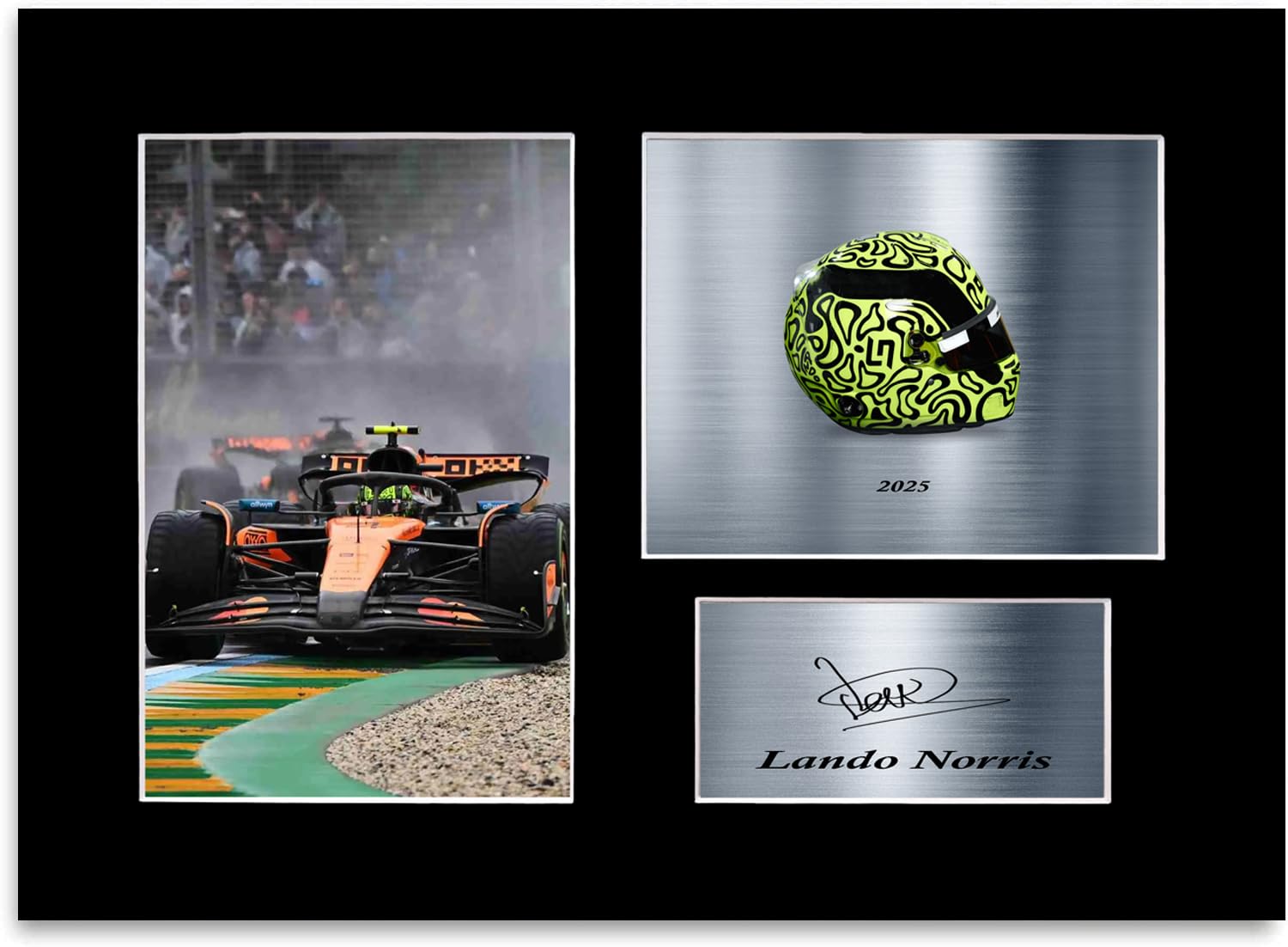 Lando Norris Racing Driver 2025 Helmet Car Signed Photo Display Mount A4 Poster