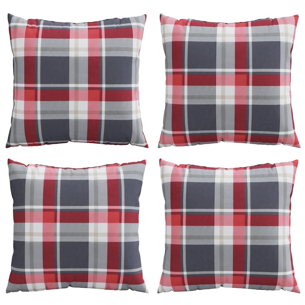 Set di 4 cuscini per divano da 60 x 60 cm, motivo a quadri, in robusto poliestere, per sedie da giardino all'aperto, in morbida fibra cava, per sedie da pranzo, balconi e lounge