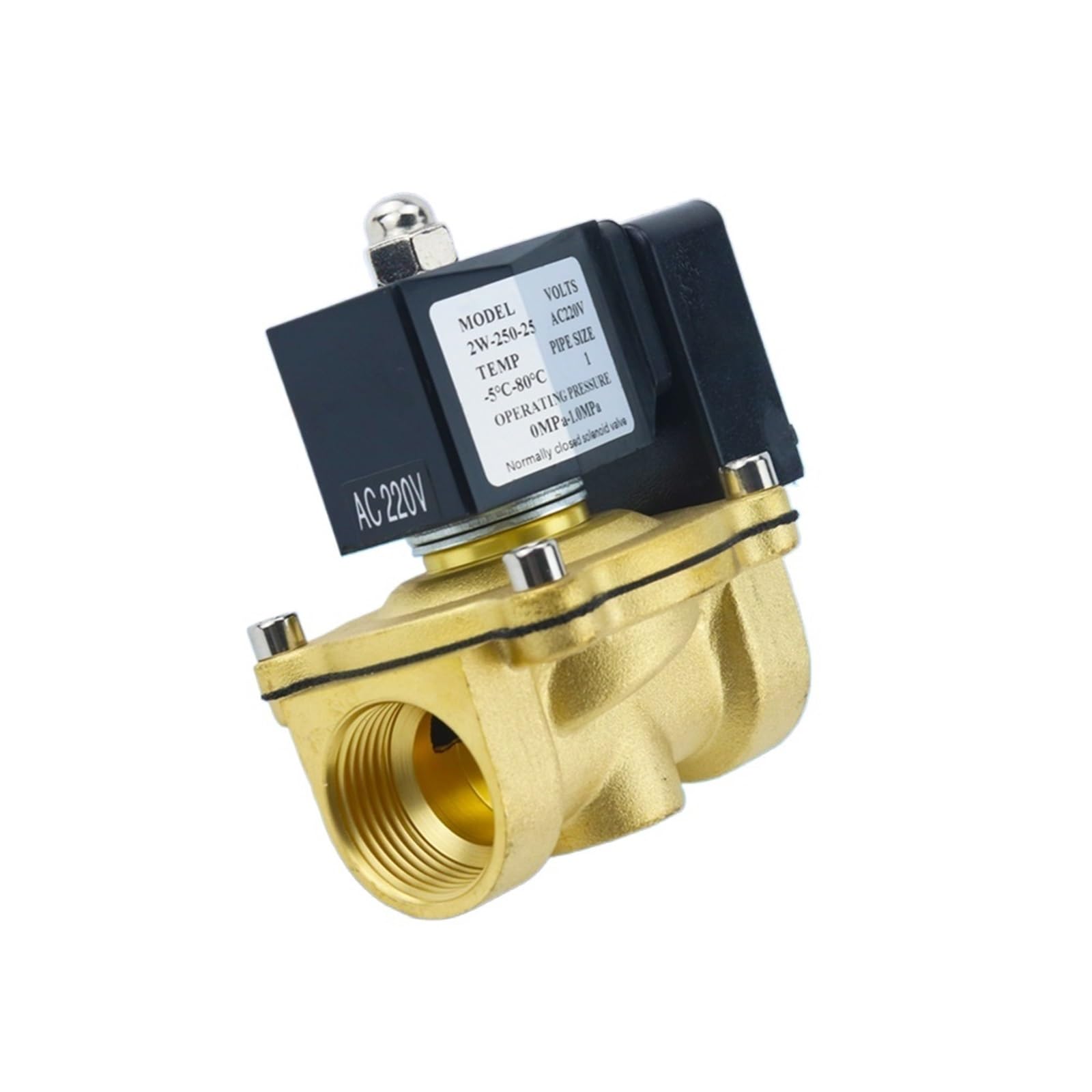 Moevgridr Dn10 1Pcs 3/8" Normally Close Brass Solenoid Valve