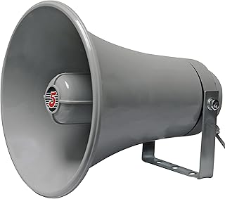 5 CORE Paging PA Horn Speaker Weatherproof 9 Inch Indoor Outdoor 20 Watt RMS 200W PMPO 8 Ohm Loud Speakers Alarm Siren Grey UHC 150 1 Pc