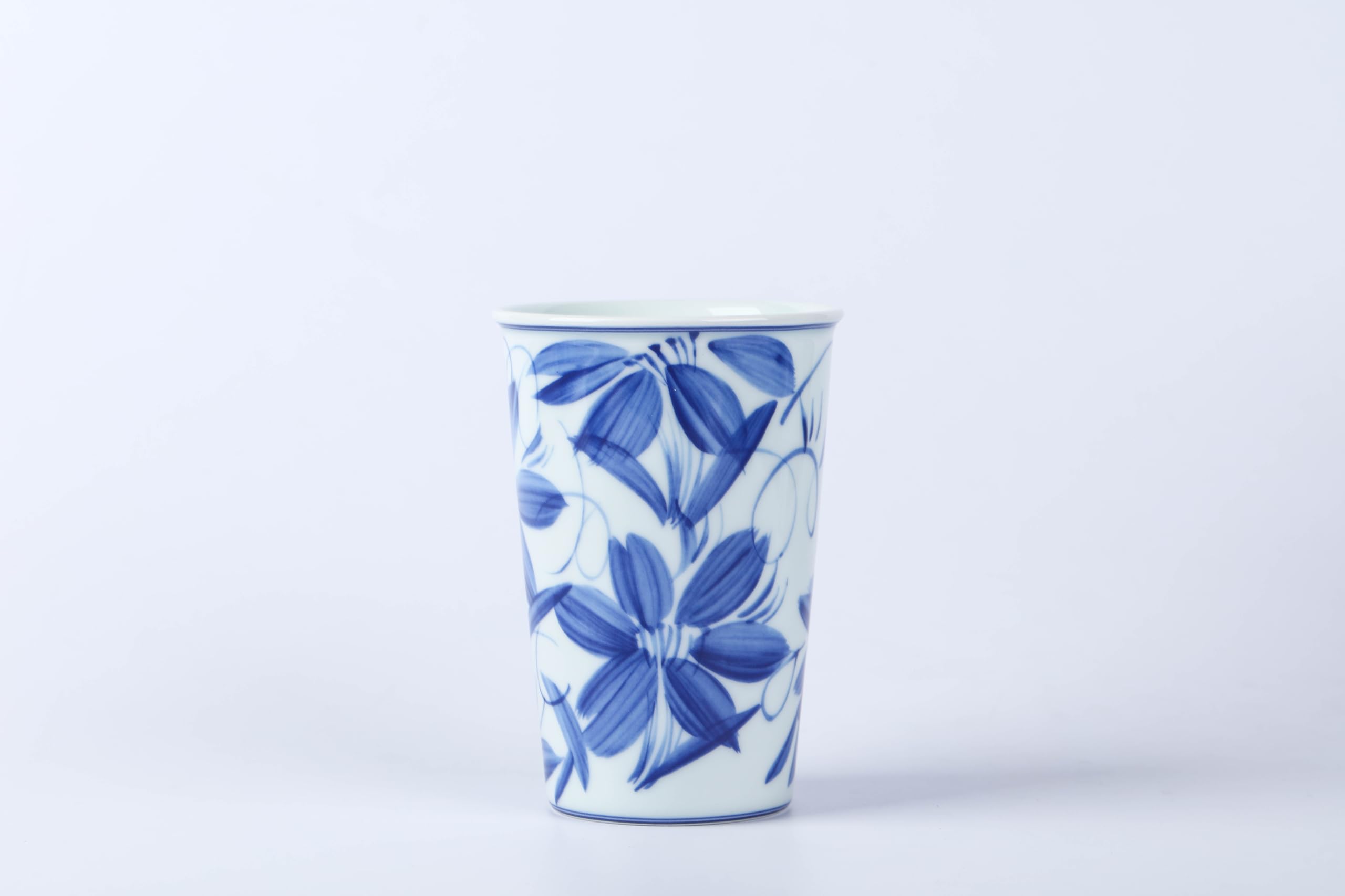 meicilin 14 oz ceramics Handmade blue and white Retro Coke cups coffee tea set of 4 china Coffee Mugs for Tea, Milk,Dishwasher and Microwave Safe?Free gift soft silicone cover and gift box