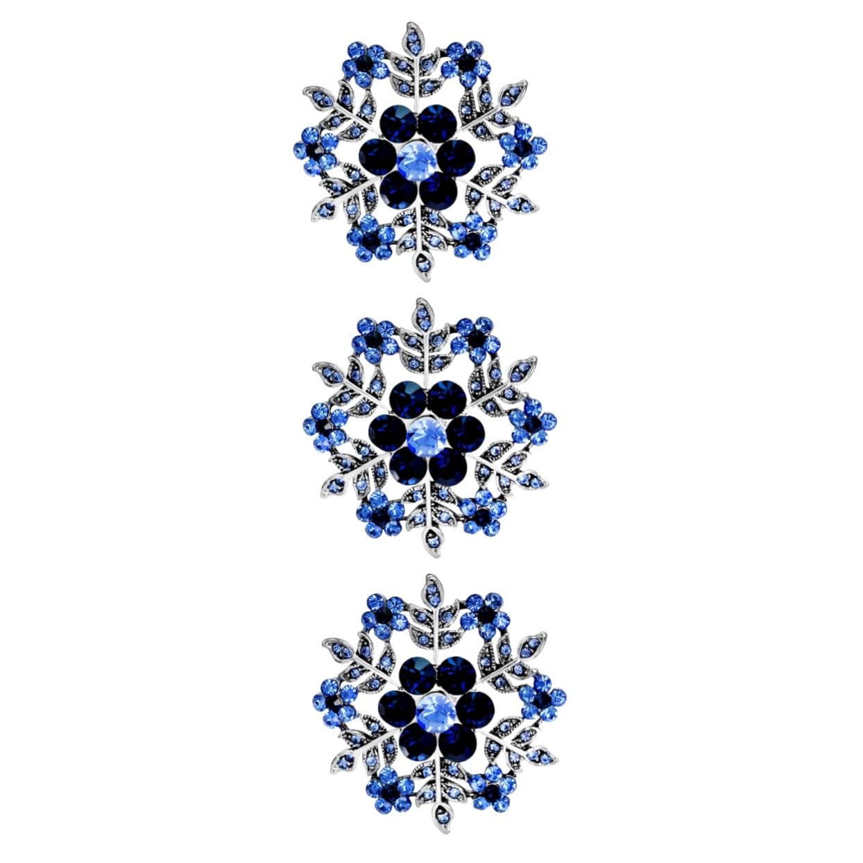 TENDYCOCO 3 Pcs Clothes Corsage Wedding Brooch Trendy Accessories Rhinestone Brooch Fashion Brooch Snowflake Brooch Pin Rhinestone Snowflake Brooch Winter Brooch Jewelry Pin Brooch Blue