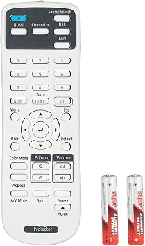 219863500 Remote Control Compatible with Epson Projector PowerLite E20 119W X49 W49 118 982W 992F 1288 BrightLink 1480Fi 1485Fi EB-725Wi Home Cinema 880 880X Replacement Controller with Batteries