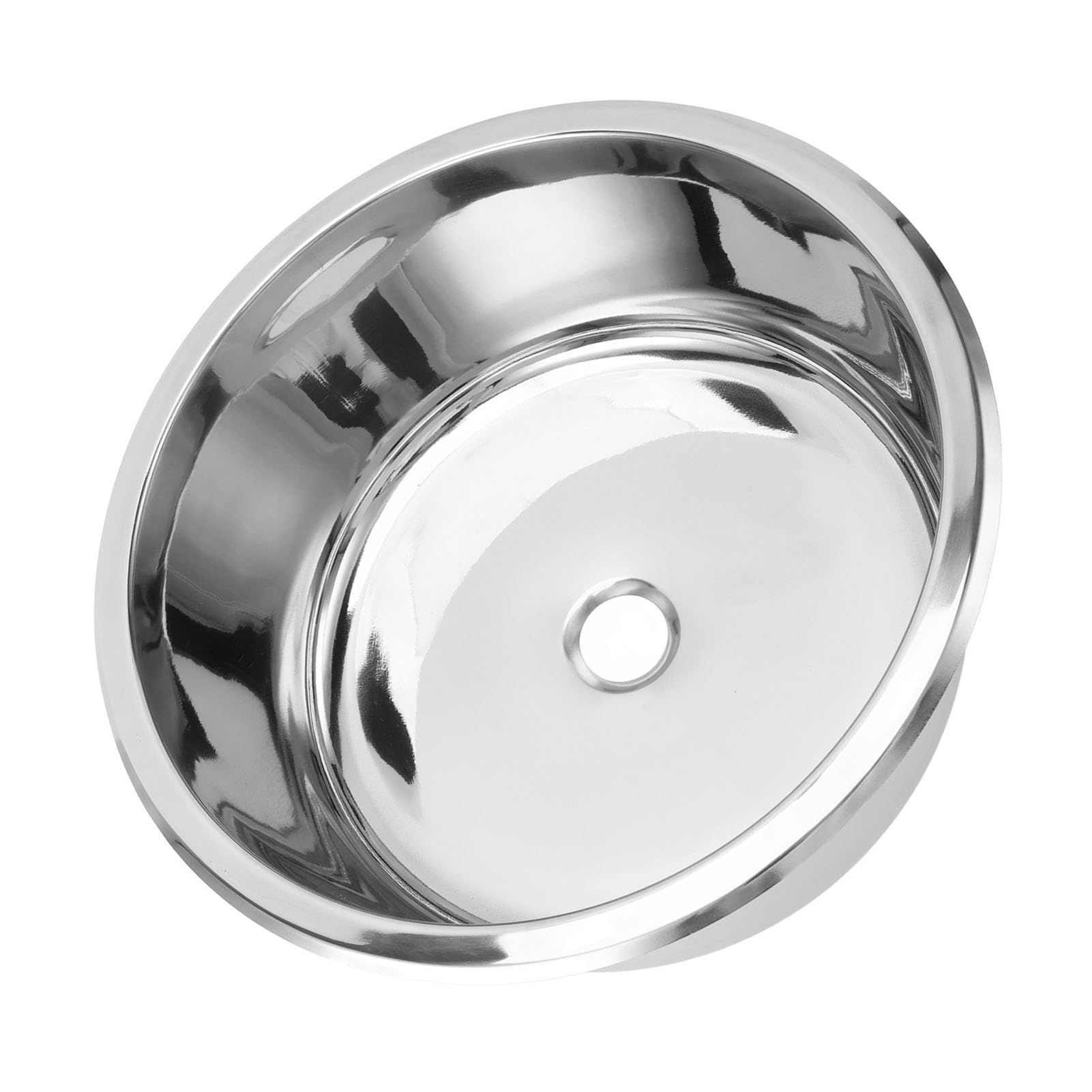 12 Zoll Poliertes Edelstahl Einer Schüssel Rund Küchenstangen Waschbecken mit 40 Mm Abflussloch, Ideal für Boot, Karawane und Wohnmobil