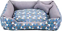 Cama para Cachorro Médio 60X50 Com Zíper Estampa Geométrico Turquesa Cinza