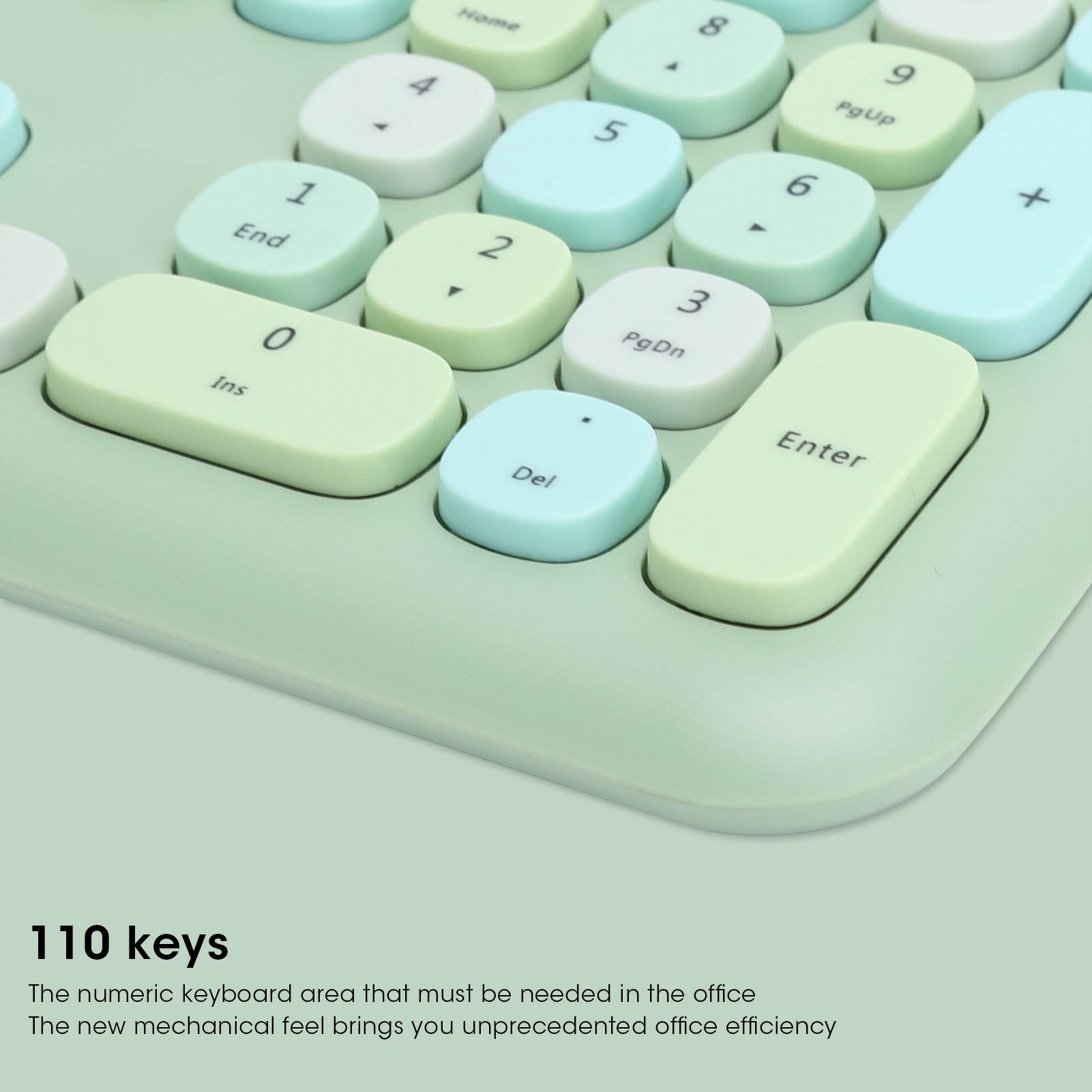 ADITAM Wireless Keyboard Mouse Combos, 110 klawiszy Mysz do gier z klawiaturą, Plug and Play, z klawiszami multimedialnymi, do biurowych akcesoriów komputerowych (zielony) Double the comfort