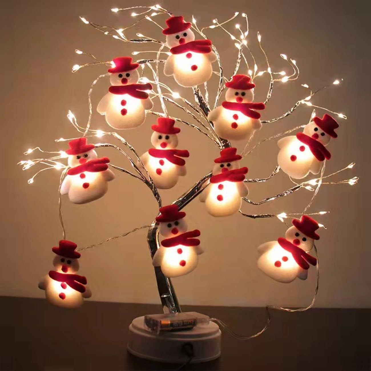 Huayifa Christmas Decoration Christmas Snowman Fairy Lights, 1.65 m 10 LED Lights with Waterproof Battery Box, Outdoor Christmas Lighting for Gardens, Home, Christmas Party