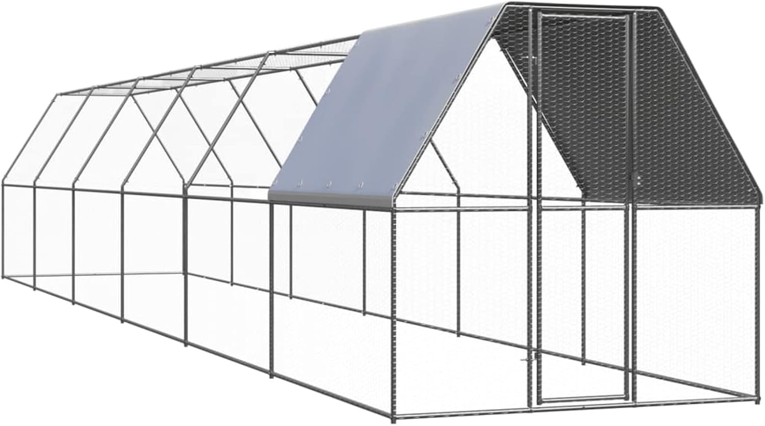 Jaula gallinero de Exterior, Chusui Ponederos para Gallinas, Jaulas para Conejos, Jaulas para Pajaros, Casa Conejo, Ponederos Gallinas, de Acero galvanizado 2x12x2 m